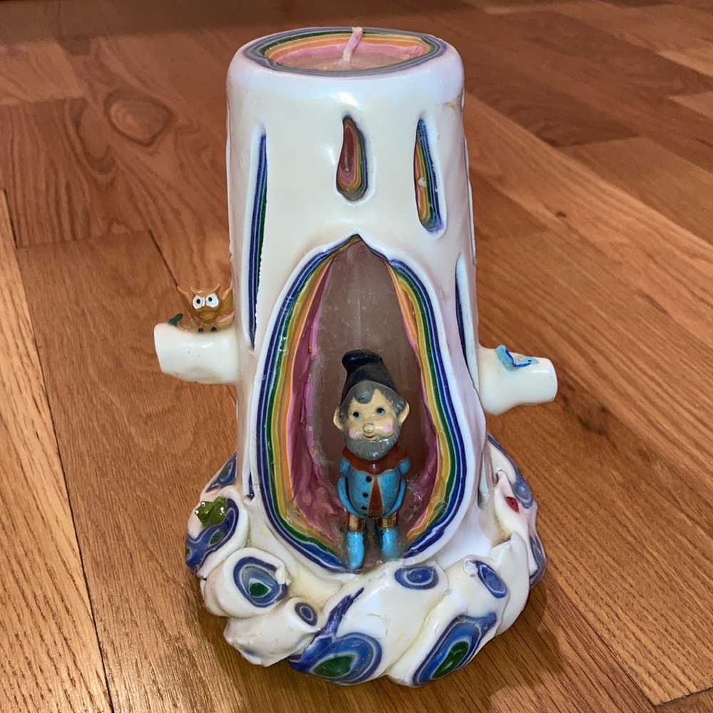 Handmade Multilayer Rainbow Decorative Candle Gnome Teddy Bear Owl Butterfly